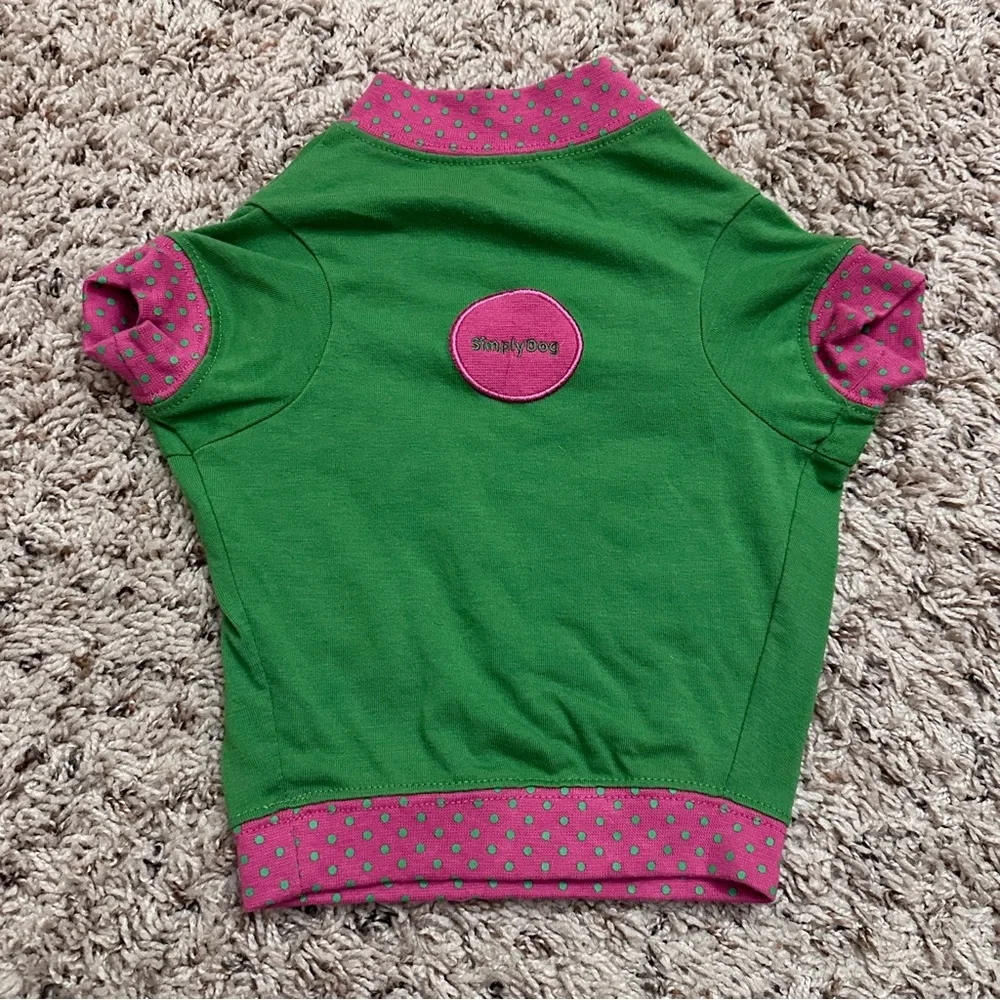 Vintage Y2K SimplyDog Green Socialite Polka Dot Dog Shirt Size Medium Pets